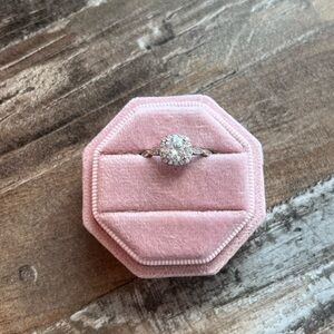 PRIMROSE 925 Sterling Silver Cubic Zirconia Cushion Shape Halo Ring!